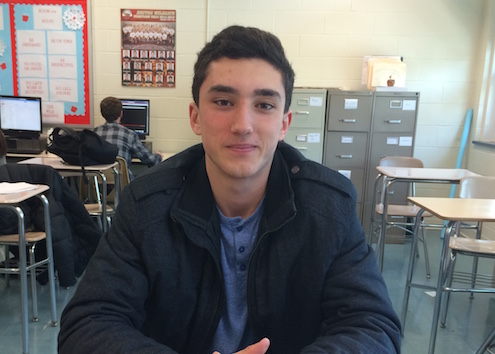 The January Student of the Month, Giuseppe Penna, is enrolled in a study hall to help him complete his school work.