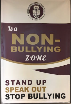 Anti-bullying signs can be found throughout the Becton hallways.