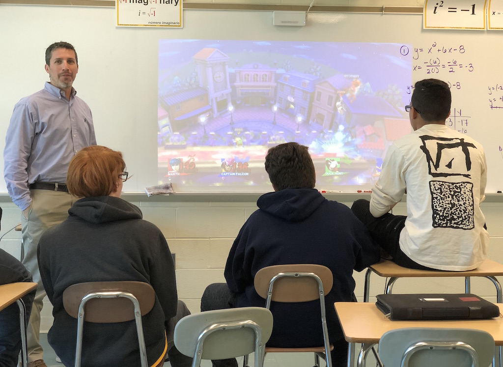 Mr. Mendelsohn's classroom is where Video Game Club participants can gather for some friendly competition.