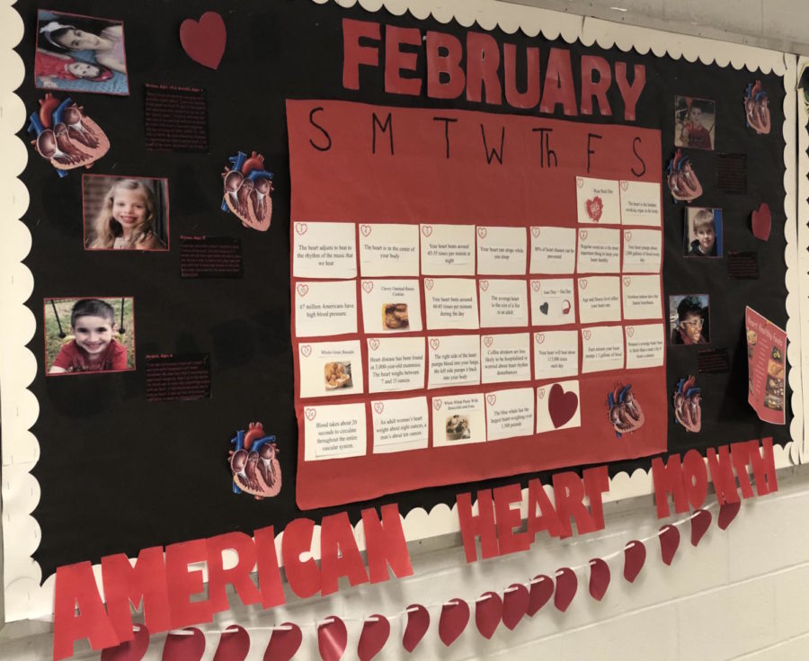 Ms. ODriscoll and the junior class created a bulletin board to show their support for all those who suffer from heart disease.