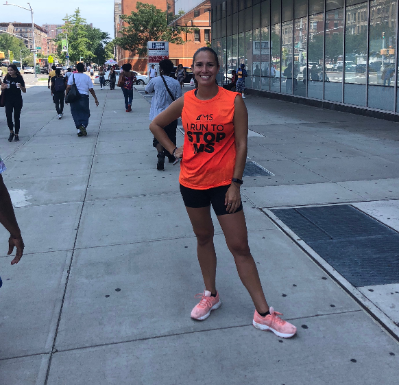 Jamie Woyce, an advocate for multiple sclerosis awareness, runs marathons to help raise money for the cause.