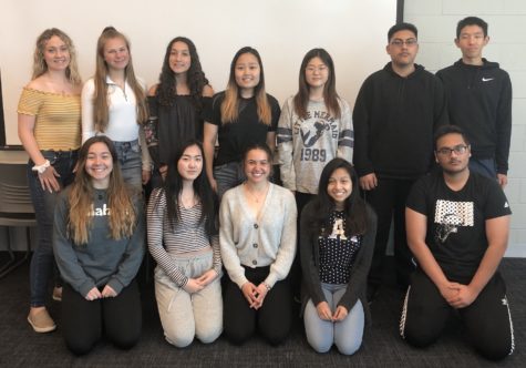 Pictured left to right: Carlie Koziol, Alyssa Nozka, Gianna Penna, Cecilia Kang, Martha Kato, Pablo Bravo, Joseph Chang, Salome Siradze, Catherine Kim, JulieAnne Fossett, Emily Rivera, Krish Patel