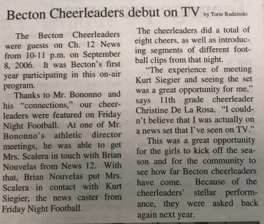 Becton Cheerleaders Debut on TV