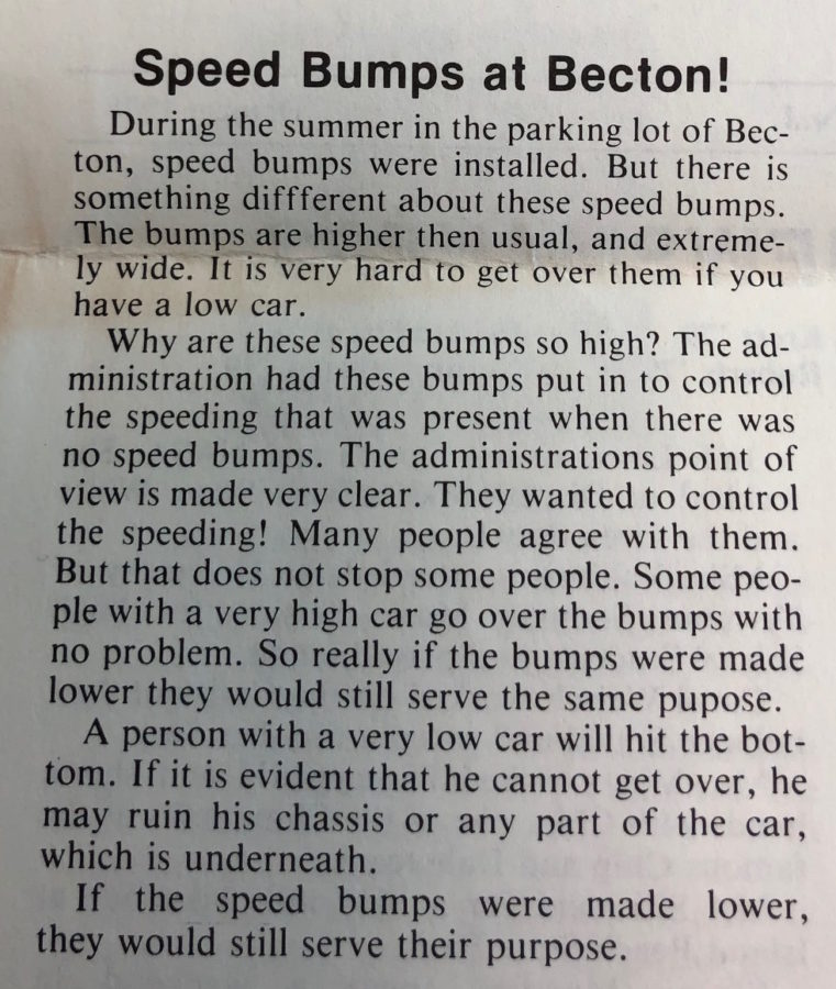 Speed Bumps at Becton!