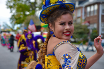 Veronica Hernandez, Becton Regional High Schools May Student of the Month, dances in a parade in New York City.