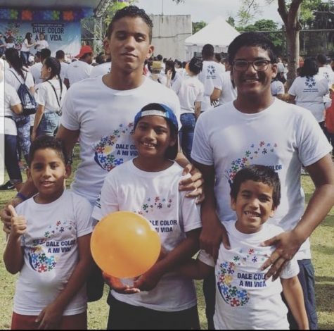 Becton senior, Jaime Sanchez-Cordero, attends an Autism Awareness Parade, with his family, in the Dominican Republic.