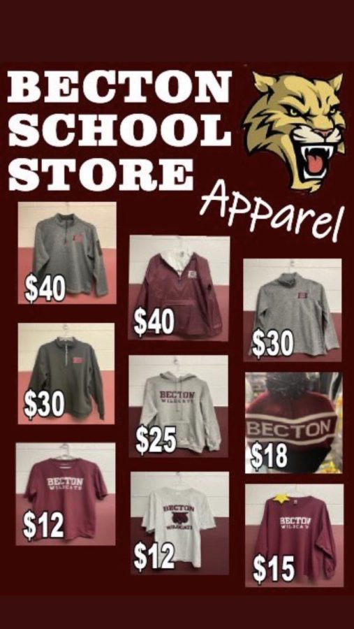 The Becton school store´s new gear! Contact 
Ms. O´Driscoll if you would like to purchase and show your Wildcat Pride!