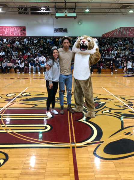 Castillo and Minaya pictured with Becton's Wildcat mascot to accept this honor.