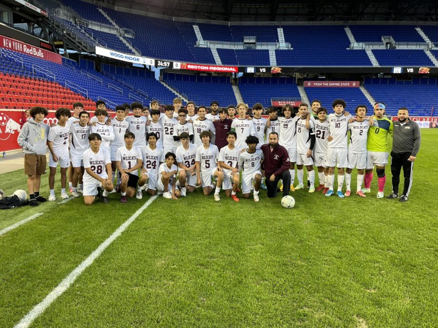 22-23 Boys Soccer Team showcasing just one of this years victories at Red Bull Arena!