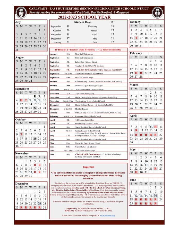 Calendar Update: Notice of Upcoming Half-Day, School Closures & Spring Break