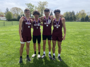 Gustavo Costa, Samprit Bajracharya, Nathan Bello, and Steven Longo after setting a new record in Becton history.
