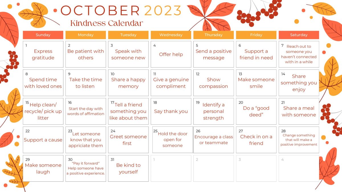 October Kindness Calendar