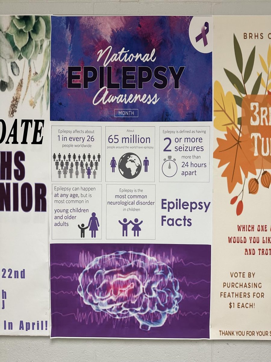 Epilepsy Awareness poster in gym hallway
