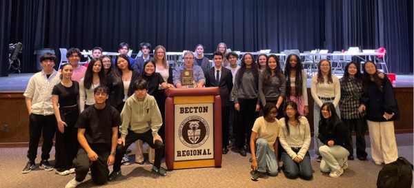 Our 2024-2025 Debate Team and their advisor, Mr. Carr, at the Jan. 10 home debate!