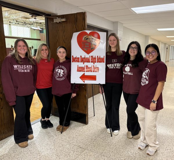 Ms. O'Driscoll and senior volunteers ready to help out at the blood drive!