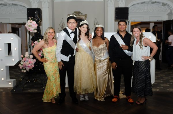 Our 2025 Prom Royalty Court, accompanied by Junior Class Advisor Ms. Polmann and Student Activities Coordinator Ms. O'Driscoll.