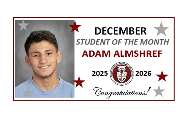 Adam Almshref Honored as December’s Student of the Month