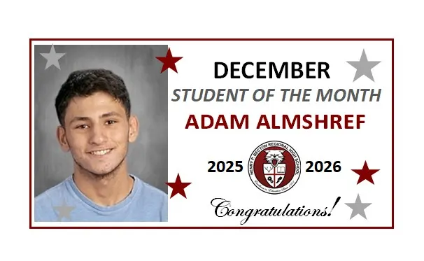 Adam Almshref Honored as December’s Student of the Month